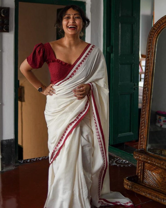 Handloom Pure Cotton Solid Border Design