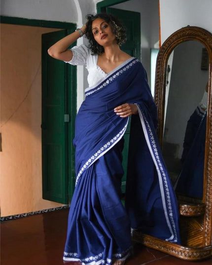 Handloom Pure Cotton Solid Border Design