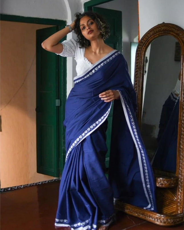 Handloom Pure Cotton Solid Border Design