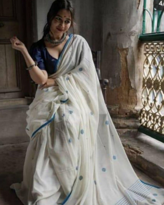 Handloom Pure Cotton Solid Border Design