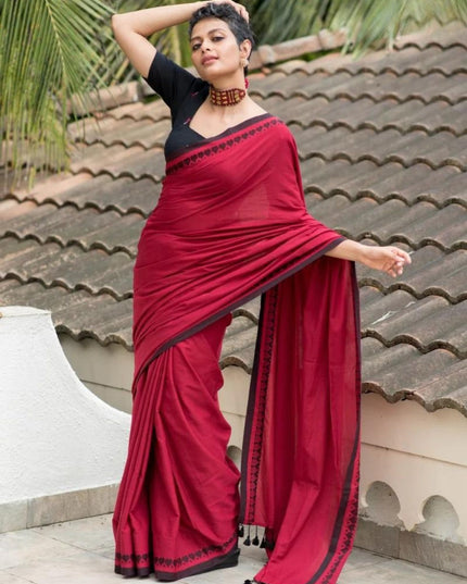 Handloom Pure Cotton Solid Border Design