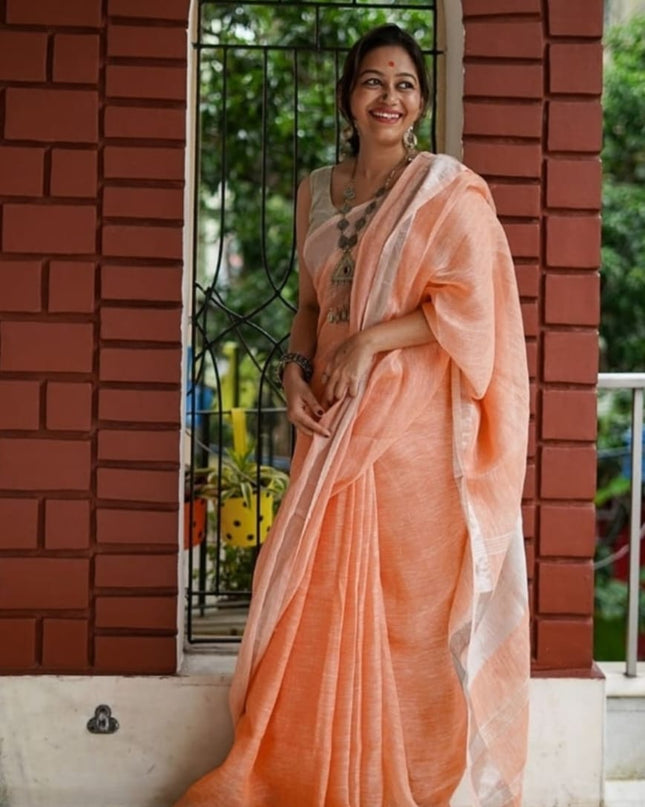 Handloom Linen Zari Border Super Soft