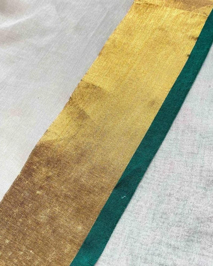 Green Mal Cotton Tested Zari Design Saree