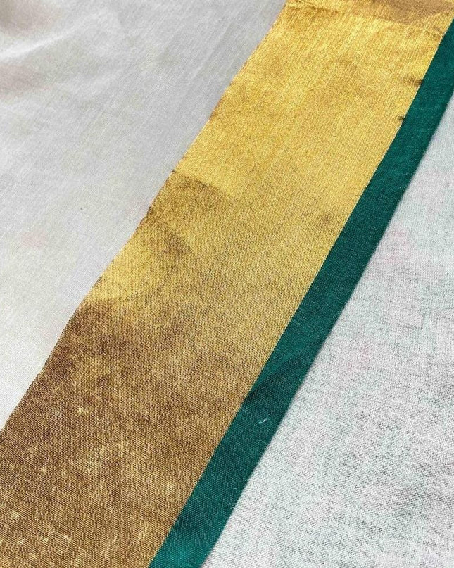 Green Mal Cotton Tested Zari Design Saree