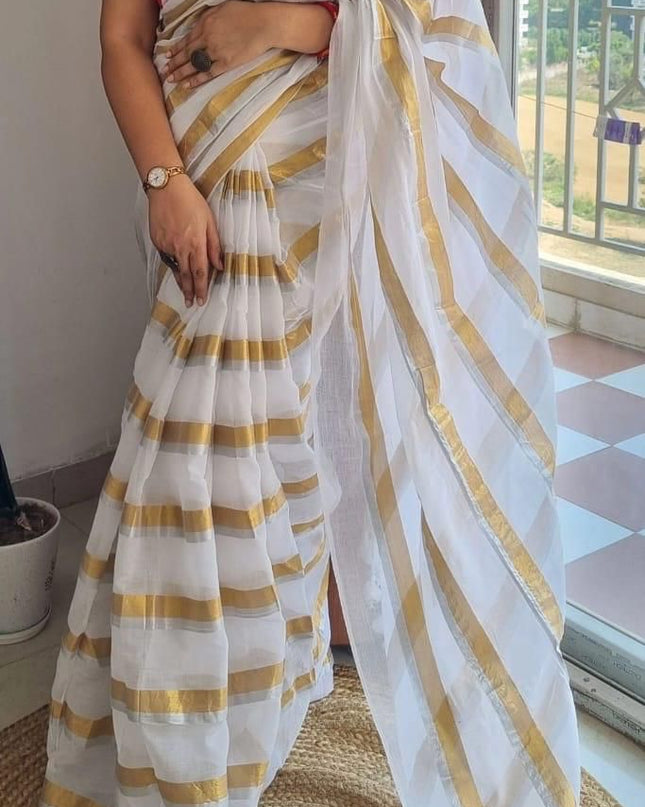 Mal Cotton Tested Zari Design Saree