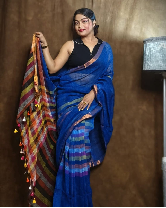 linen Rainbow Saree