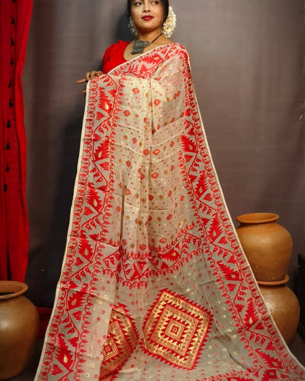 Dhakai Jamdani (Half Silk)