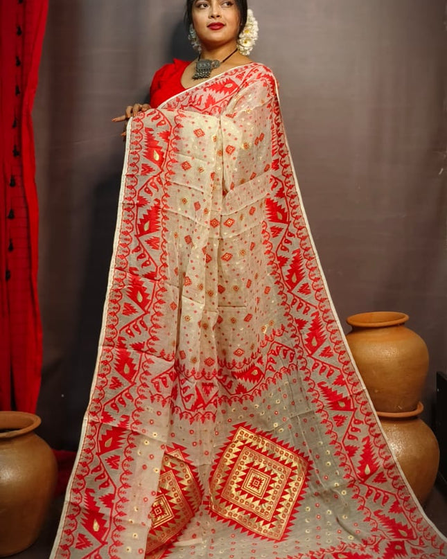 Dhakai Jamdani (Half Silk)