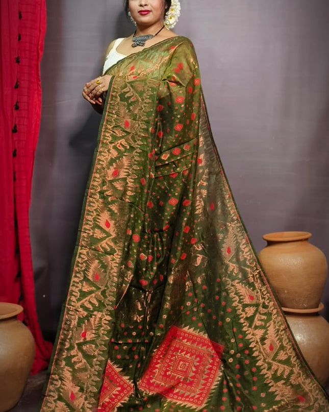 Dhakai Jamdani (Half Silk)