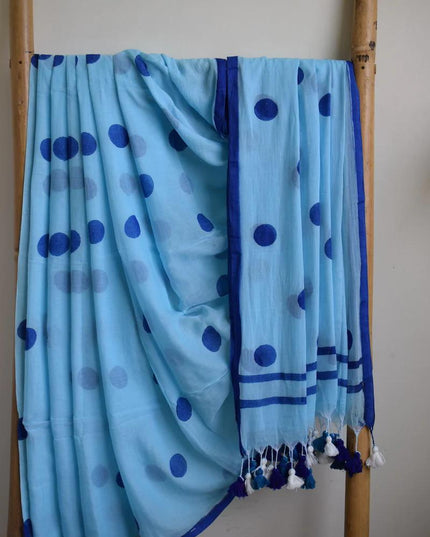 Handloom Pure 120 Count Mul Cotton Dots Saree