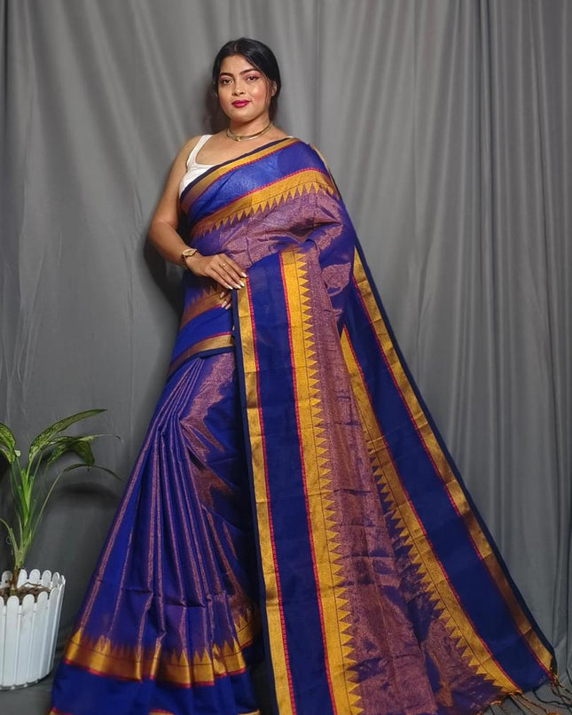 Tissue Cotton Solid Border Saree