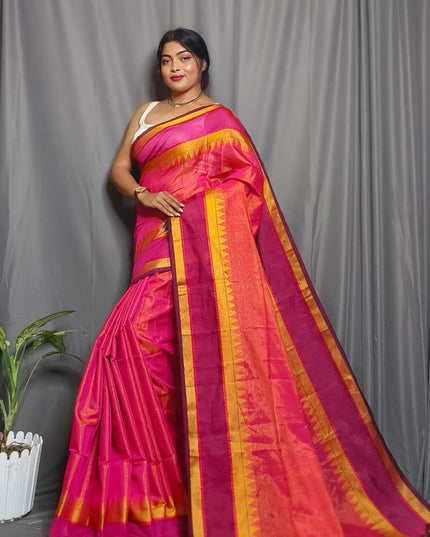 Tissue Cotton Solid Border Saree