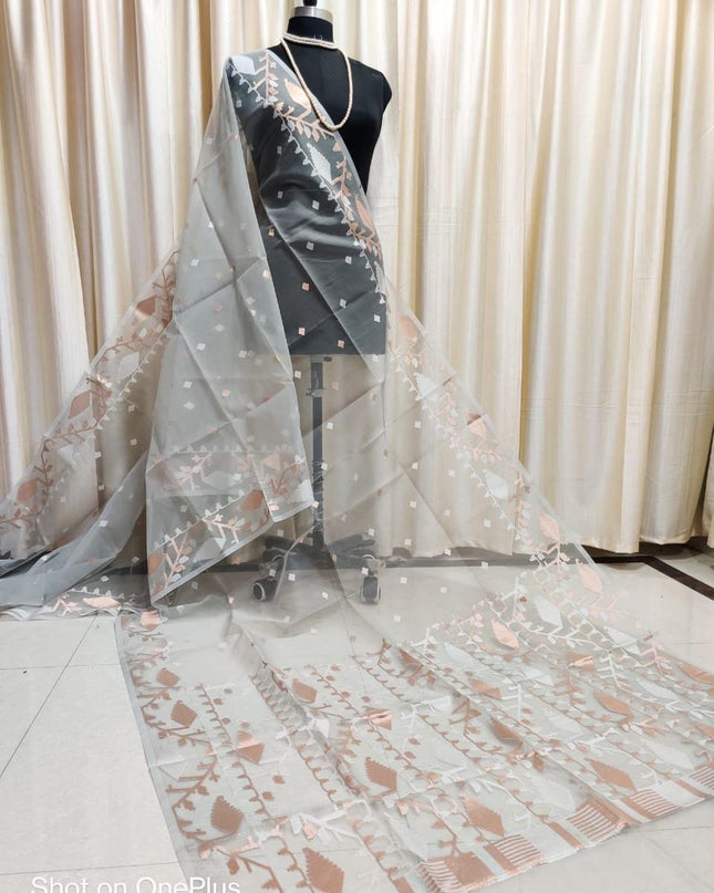 Resham Maslin Allover Jamdani Saree