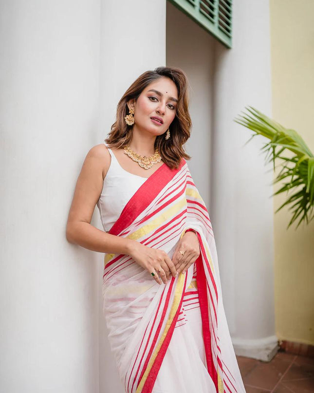Red Handloom Pure Mul Cotton
