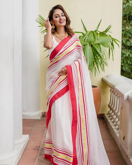 Red Handloom Pure Mul Cotton