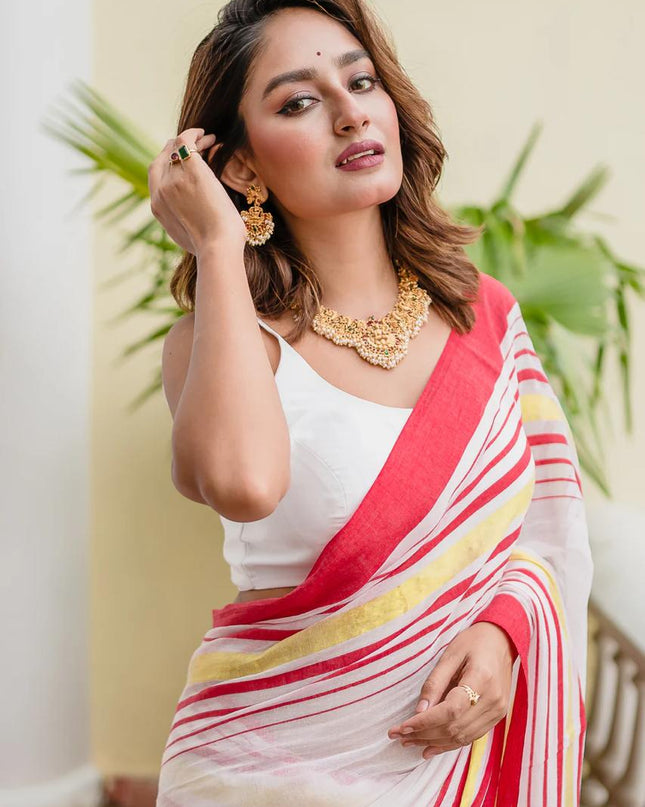 Red Handloom Pure Mul Cotton