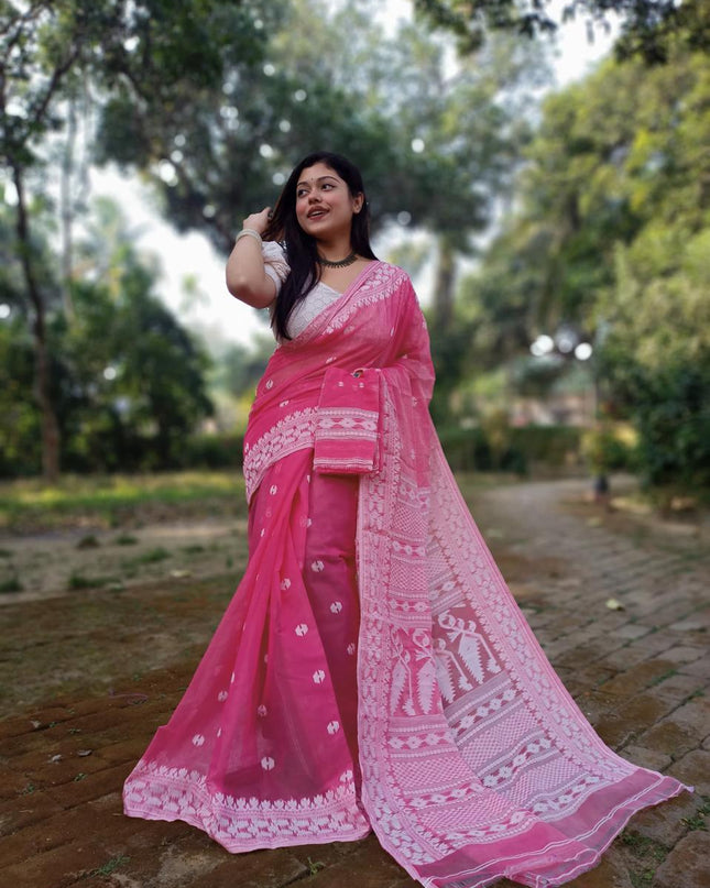 Cotton Dhakai Jamdani Saree