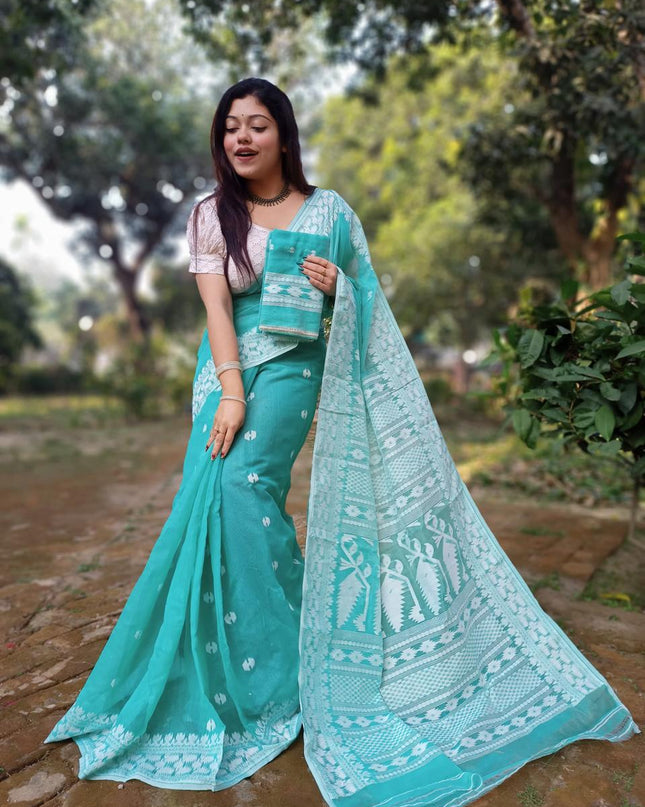 Cotton Dhakai Jamdani Saree