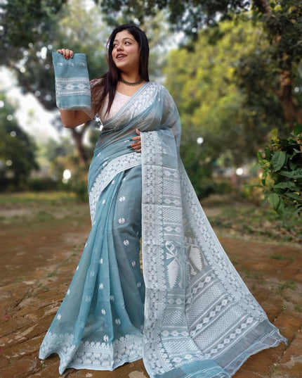 Cotton Dhakai Jamdani Saree