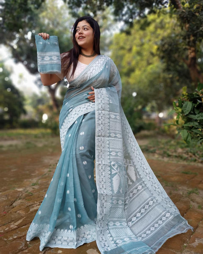 Cotton Dhakai Jamdani Saree
