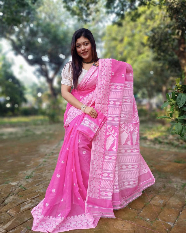 Cotton Dhakai Jamdani Saree