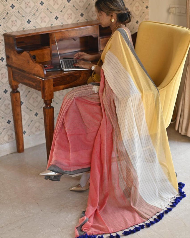 Handloom Pure Mul Cotton Design Saree