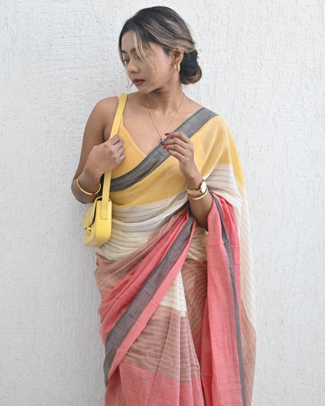 Handloom Pure Mul Cotton Design Saree